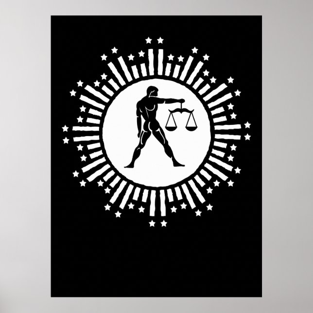 Póster Símbolo zodiacal de Libra con estrellas en blanco  (Frente)