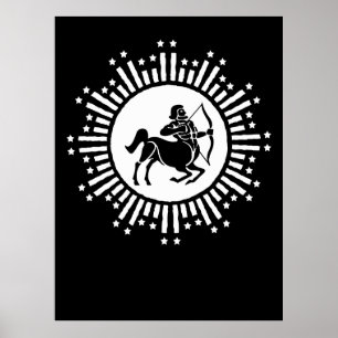Póster Símbolo zodiacal de Sagitario con explosión de est