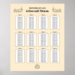 Póster Símbolos celtas y follaje 12 tabla