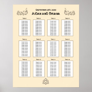 Póster Símbolos celtas y follaje 12 tabla