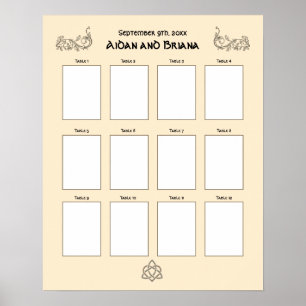 Póster Símbolos celtas y follaje 12 tabla en blanco