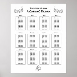 Póster Símbolos celtas y follaje para 12 mesas