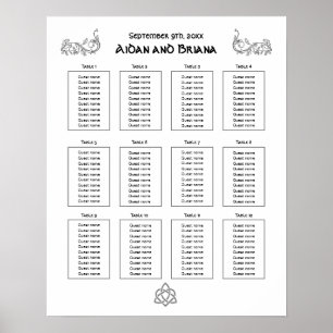 Póster Símbolos celtas y follaje para 12 mesas