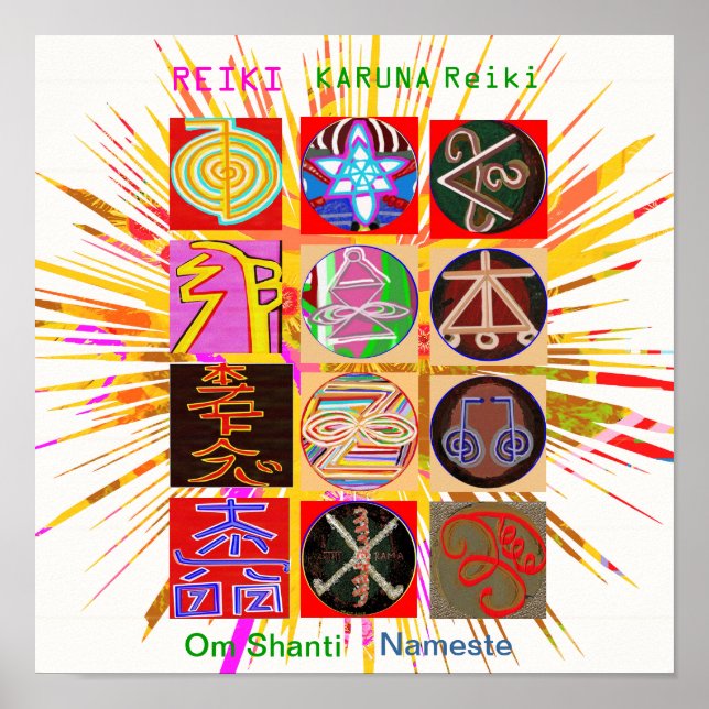 Póster Símbolos curativos de REIKI KARUNA (Frente)