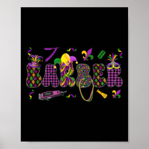 Póster Símbolos de Byrber Mardi Gras enmascarados Gorra d