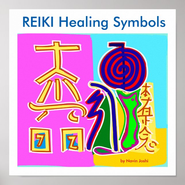 Póster Símbolos de curación REIKI 2016 por Master Navin J (Frente)