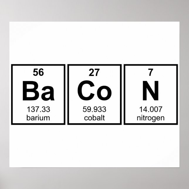 Póster Símbolos de elementos de tabla periódica de tocino (Frente)