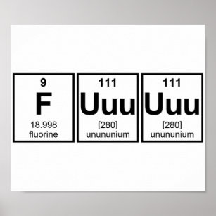 Póster Símbolos de elementos de tabla periódica Fuuuuu