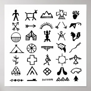 Póster Símbolos de imágenes nativas estadounidenses