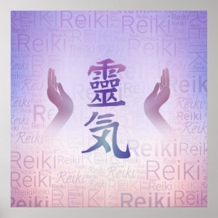 Póster Símbolos de Reiki - suave morado