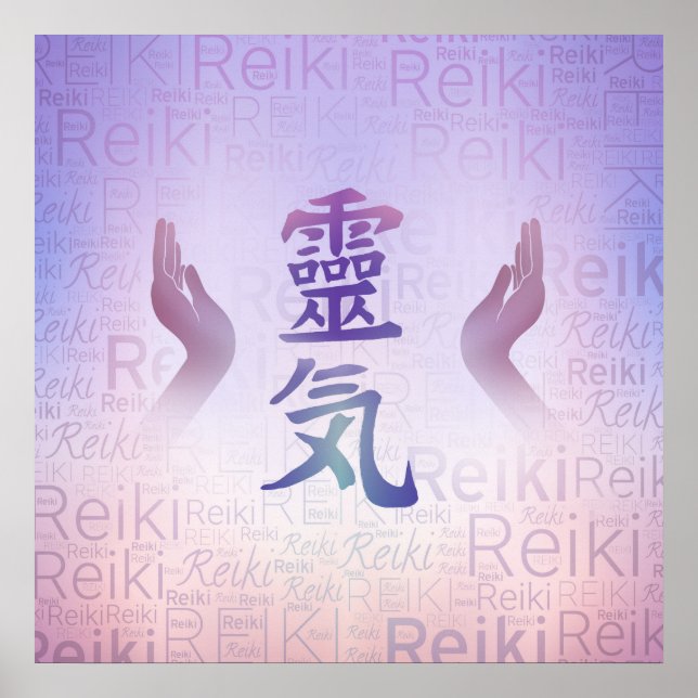 Póster Símbolos de Reiki - suave morado (Frente)