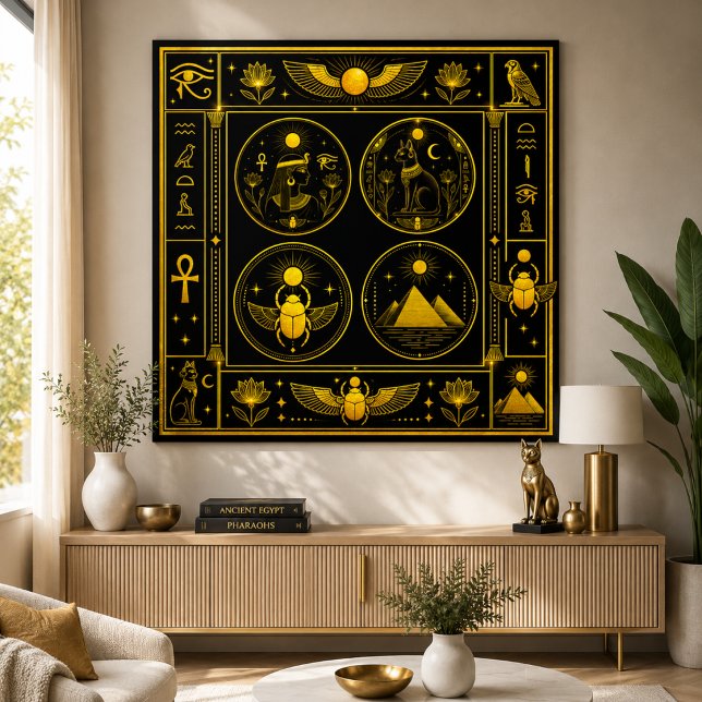 Póster Símbolos Egipcios Antiguos Patrón de Oro Negro de  (Subido por el creador)