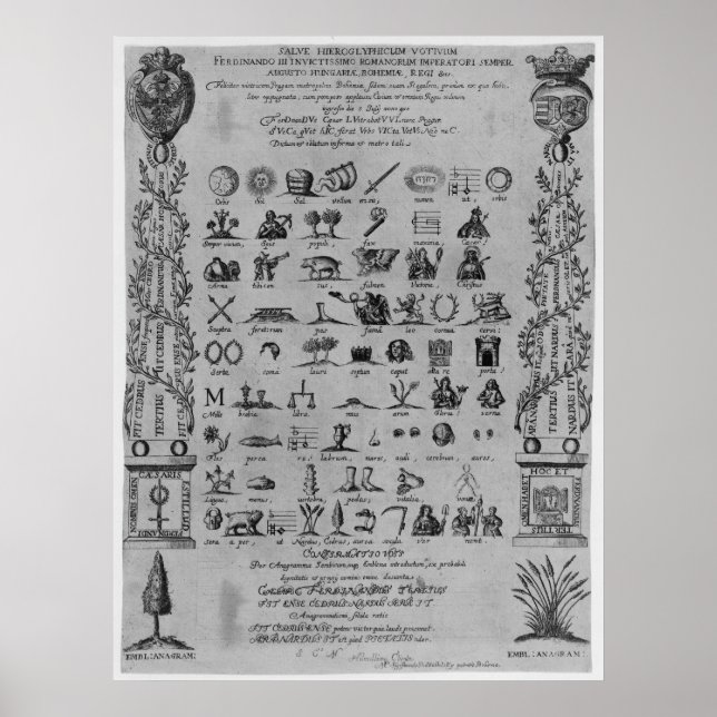 Póster Símbolos latinos Salve Hieroglyphicum Votivum Anag (Frente)