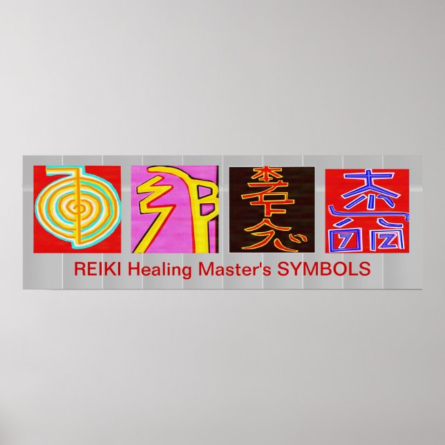 Póster Símbolos maestros REIKI - Base OmMANTRA (Frente)