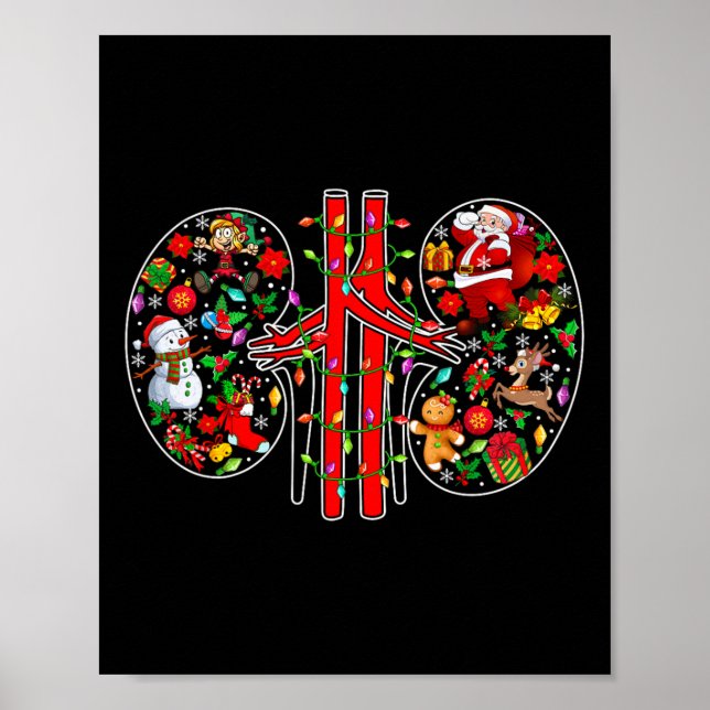 Póster Símbolos navideños Santa Elf Riñones forma diálisi (Frente)