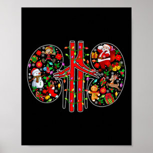 Póster Símbolos navideños Santa Elf Riñones forma diálisi
