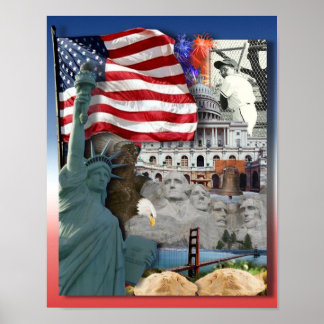Póster Símbolos norteamericanos de Estados Unidos