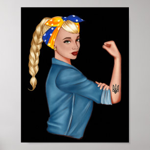 Póster Símbolos ucranianos bandera de Ucrania chica ucran