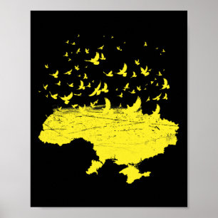Póster Símbolos ucranianos Ucrania Mapa Ucrania Pájaro Li