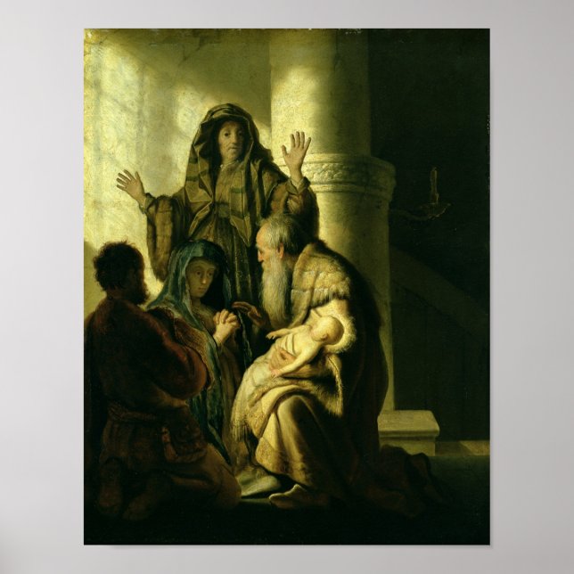 Póster Simeon y Hannah en el templo, c.1627 (Frente)