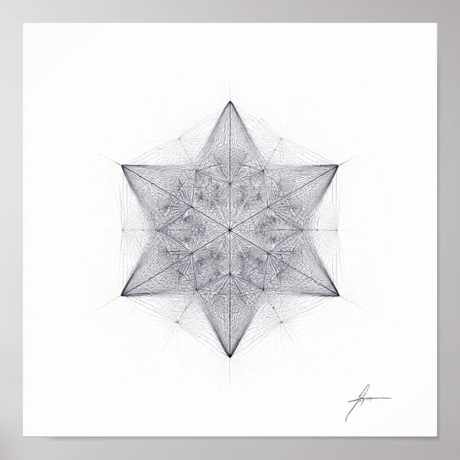 Póster Simetría Espiritual: Geometría Sagrada Icosaedro (Frente)