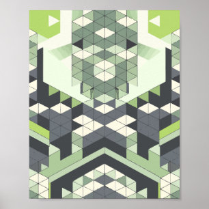 Póster Simetría geométrica con tonos verdes