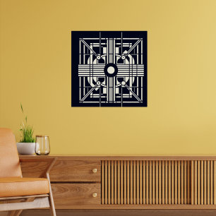 Póster Simetría geométrica monocromática - Línea abstract