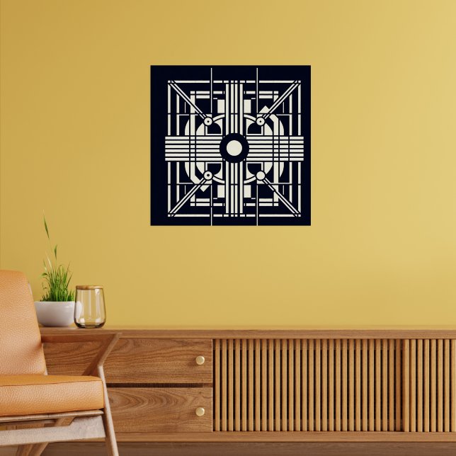 Póster Simetría geométrica monocromática - Línea abstract (Salón 2)