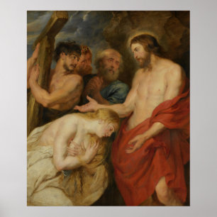 Póster Simón de Cyrene cargando la cruz