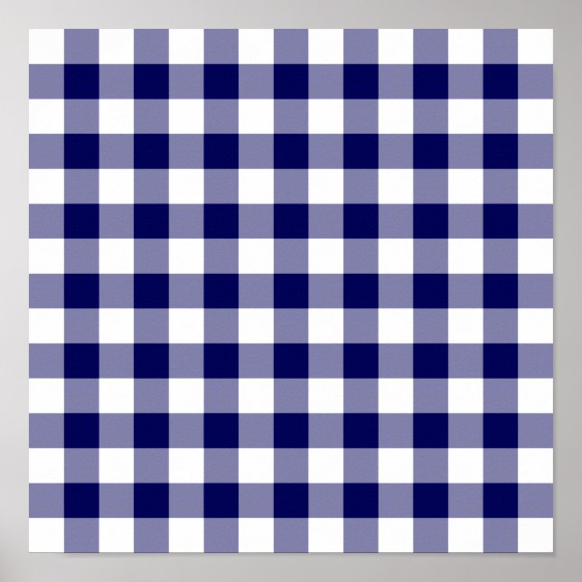 Póster Simpático patrón de trenzas de Gingham blanco y ma (Frente)
