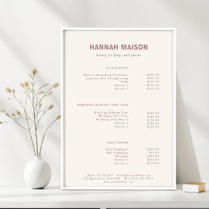 Póster Simpel moderno, profesional, salón, lista de preci
