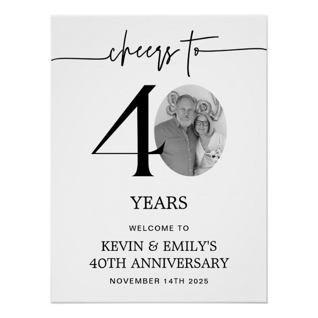 Póster Simple 40º Aniversario de la foto de la bienvenida (Anverso)