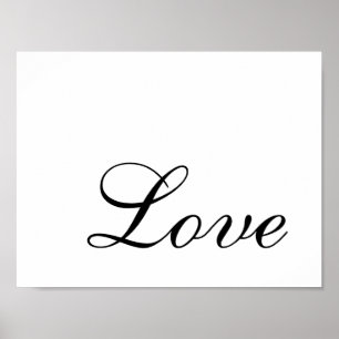 Póster Simple Amor con Letra Elegante en Blanco y Negro