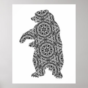 Póster Simple Animal Bear Geometric Coloring Art