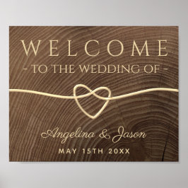 Póster Simple Bienvenida de Boda de Madera
