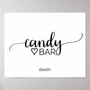 Póster Simple Black Calligraphy Candy Bar Sign