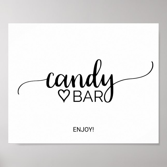 Póster Simple Black Calligraphy Candy Bar Sign (Frente)