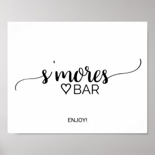 Póster Simple Black Calligraphy S'mores Bar Rótulo