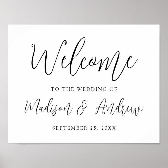 Póster Simple Black Script Bienvenida a la Boda (Frente)