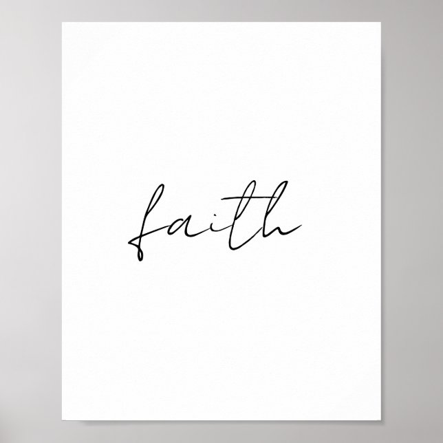 Póster Simple Black White Hand Written Faith Art (Frente)