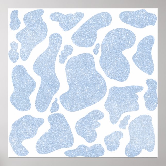 Póster Simple Blue White Large Cow Spots Animal Print (Frente)