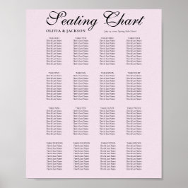 Póster Simple Blush Pink Wedding Seating Chart