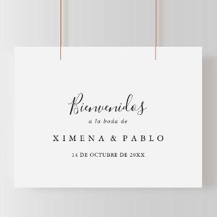 Póster Simple Boda Minimalista Bienvenidos Rótulo
