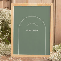 Simple Boho Arch Sage Letrero de Libro de Invitado