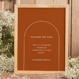 Póster Simple Boho Arcilla Roja Etiqueta de Boda