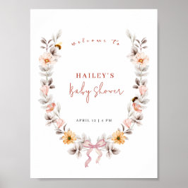 Póster Simple Boho Wildflower Wreath Bienvenidos a Baby S