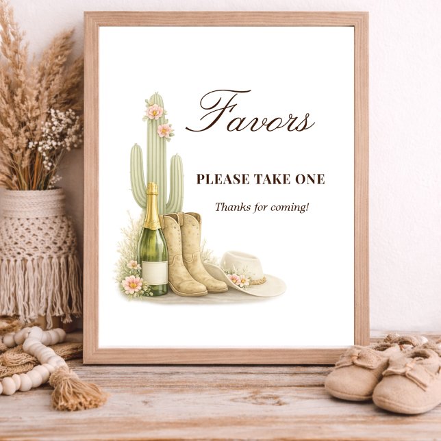 Póster Simple Boots & Bubbles Baby Shower Favors Sign (Subido por el creador)