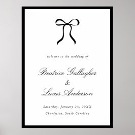 Póster Simple Bow Clásico Signo de Bienvenida de Boda