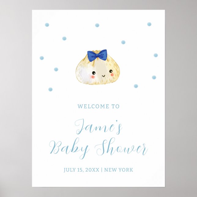 Póster Simple Boy Little Dumpling Bienvenida Baby Shower (Frente)