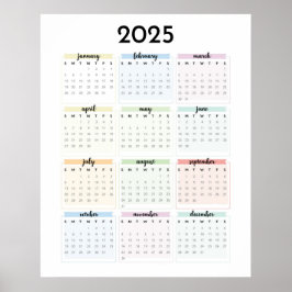 Póster Simple Calendario Pastel 2025